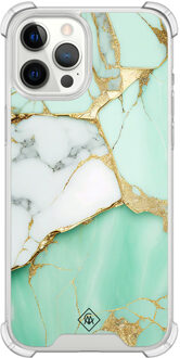 Casimoda iPhone 12 Pro Max shockproof hoesje - Marmer mintgroen