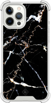 Casimoda iPhone 12 Pro Max shockproof hoesje - Marmer zwart