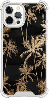 Casimoda iPhone 12 Pro Max shockproof hoesje - Palmbomen Zwart, Goudkleurig