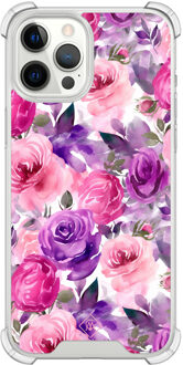 Casimoda iPhone 12 Pro Max shockproof hoesje - Rosy blooms Paars