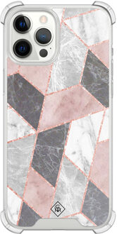 Casimoda iPhone 12 Pro Max shockproof hoesje - Stone grid Roze