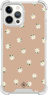Casimoda iPhone 12 Pro Max shockproof hoesje - Sweet daisies Bruin/beige