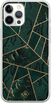 Casimoda iPhone 12 Pro Max siliconen hoesje - Abstract groen