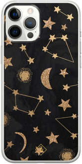 Casimoda iPhone 12 Pro Max siliconen hoesje - Counting the stars Zwart, Goudkleurig