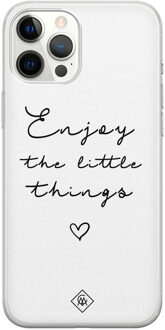 Casimoda iPhone 12 Pro Max siliconen hoesje - Enjoy life Zwart, Wit