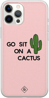Casimoda iPhone 12 Pro Max siliconen hoesje - Go sit on a cactus Roze