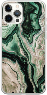 Casimoda iPhone 12 Pro Max siliconen hoesje - Green waves Groen