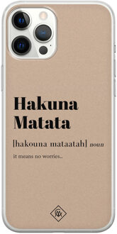 Casimoda iPhone 12 Pro Max siliconen hoesje - Hakuna matata Bruin/beige