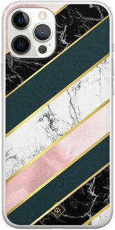 Casimoda iPhone 12 Pro Max siliconen hoesje - Marble stripes Multi