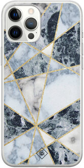 Casimoda iPhone 12 Pro Max siliconen hoesje - Marmer blauw