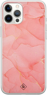 Casimoda iPhone 12 Pro Max siliconen hoesje - Marmer roze