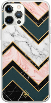 Casimoda iPhone 12 Pro Max siliconen hoesje - Marmer triangles Multi