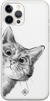 Casimoda iPhone 12 Pro Max siliconen hoesje - Peekaboo Zwart, Wit