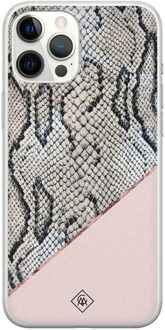 Casimoda iPhone 12 Pro Max siliconen hoesje - Snake print Roze