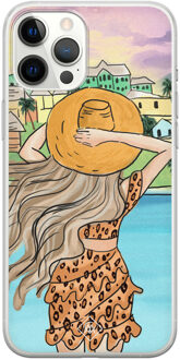 Casimoda iPhone 12 Pro Max siliconen hoesje - Sunset girl Multi