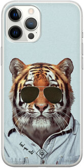 Casimoda iPhone 12 Pro Max siliconen hoesje - Tijger wild Blauw