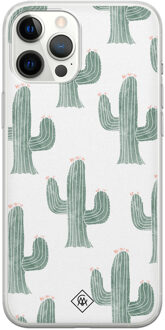 Casimoda iPhone 12 Pro Max siliconen telefoonhoesje - Cactus print Groen