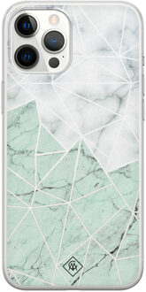 Casimoda iPhone 12 Pro Max siliconen telefoonhoesje - Marmer mint mix