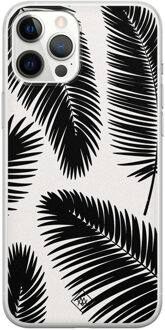 Casimoda iPhone 12 Pro Max siliconen telefoonhoesje - Palm leaves silhouette Zwart