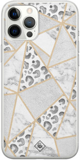 Casimoda iPhone 12 Pro Max siliconen telefoonhoesje - Stone & leopard print Bruin/beige