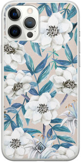 Casimoda iPhone 12 Pro Max siliconen telefoonhoesje - Touch of flowers Blauw