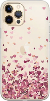 Casimoda iPhone 12 Pro Max transparant hoesje - Falling hearts Rood