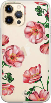 Casimoda iPhone 12 Pro Max transparant hoesje - Red flowers Rood
