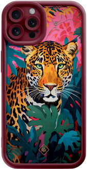 Casimoda iPhone 12 Pro rode case - Luipaard jungle Rood