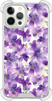 Casimoda iPhone 12 (Pro) shockproof hoesje - Floral violet Paars