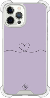 Casimoda iPhone 12 (Pro) shockproof hoesje - Hart lila Wit