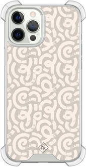 Casimoda iPhone 12 (Pro) shockproof hoesje - Ivory abstraction Bruin/beige