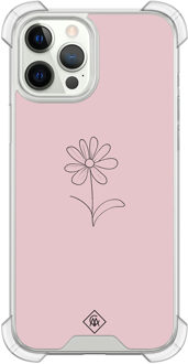 Casimoda iPhone 12 (Pro) shockproof hoesje - Madeliefje Rosekleurig