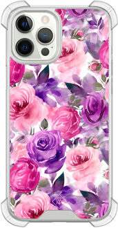 Casimoda iPhone 12 (Pro) shockproof hoesje - Rosy blooms Roze