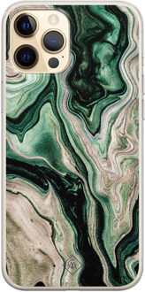 Casimoda iPhone 12 Pro siliconen hoesje - Green waves Groen