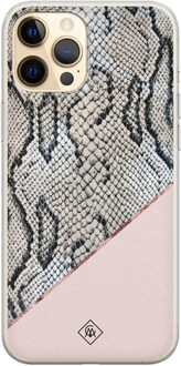 Casimoda iPhone 12 Pro siliconen hoesje - Snake print Roze
