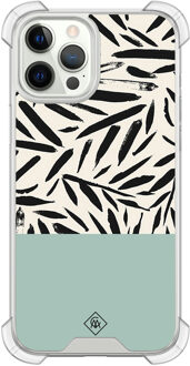 Casimoda iPhone 12 (Pro) siliconen shockproof hoesje - Abstract mint palms