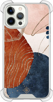 Casimoda iPhone 12 (Pro) siliconen shockproof hoesje - Abstract terracotta Multi