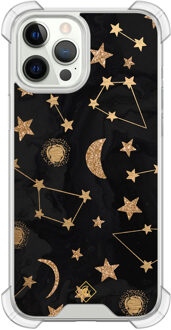 Casimoda iPhone 12 (Pro) siliconen shockproof hoesje - Counting the stars Zwart