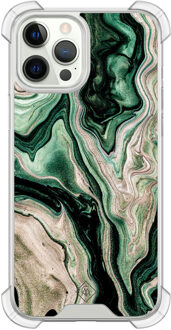 Casimoda iPhone 12 (Pro) siliconen shockproof hoesje - Green waves Groen