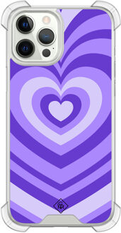 Casimoda iPhone 12 (Pro) siliconen shockproof hoesje - Hart swirl paars
