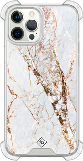 Casimoda iPhone 12 (Pro) siliconen shockproof hoesje - Marmer goud Goudkleurig