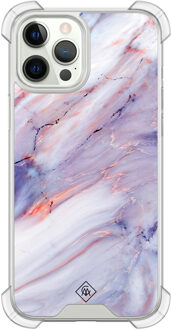 Casimoda iPhone 12 (Pro) siliconen shockproof hoesje - Marmer paars