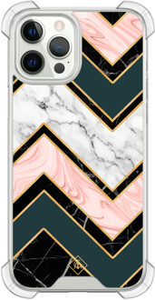 Casimoda iPhone 12 (Pro) siliconen shockproof hoesje - Marmer triangles Multi
