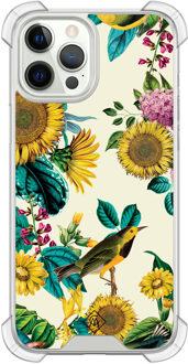 Casimoda iPhone 12 (Pro) siliconen shockproof hoesje - Sunflowers Geel