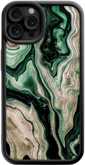 Casimoda iPhone 12 Pro zwarte case - Green waves Groen
