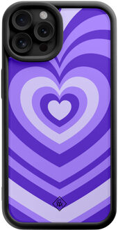 Casimoda iPhone 12 Pro zwarte case - Hart swirl paars