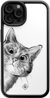 Casimoda iPhone 12 Pro zwarte case - Kat kiekeboe