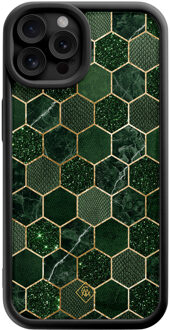 Casimoda iPhone 12 Pro zwarte case - Kubus groen