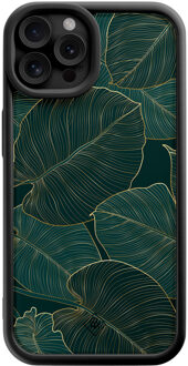 Casimoda iPhone 12 Pro zwarte case - Monstera leaves Groen
