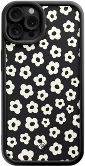 Casimoda iPhone 12 Pro zwarte case - Retro bloempjes